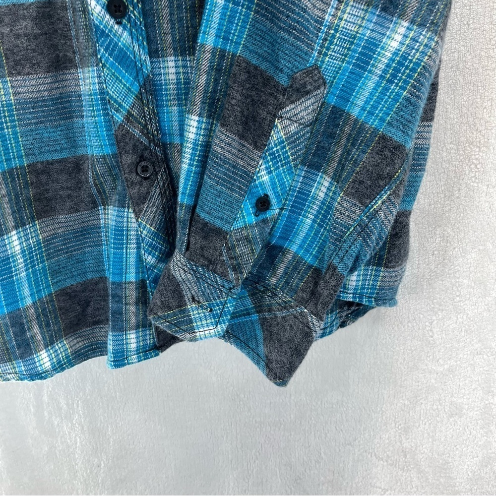 Vintage No Fear Blue Long Sleeve Button-Up Flannel Shirt XL Skater 90’s Emo - Picture 6 of 10